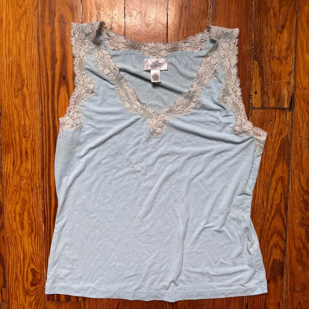 Loft baby blue lace tank